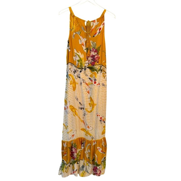 Anthropologie | One September Yellow Paradiso Koi Fish Maxi Dress Size Small - Picture 6 of 15